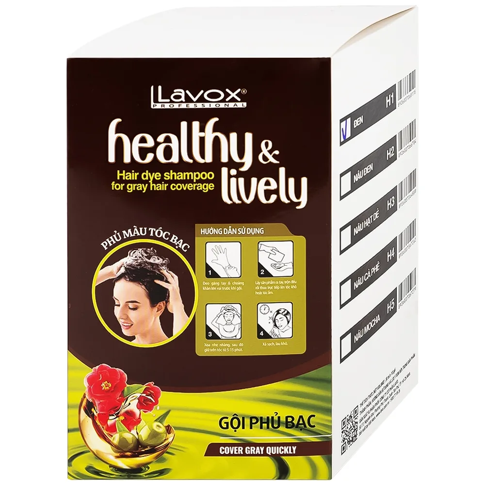 Hình ảnh Gội phủ bạc Healthy and lively H1 Lavox màu đen (10 gói x 30ml)