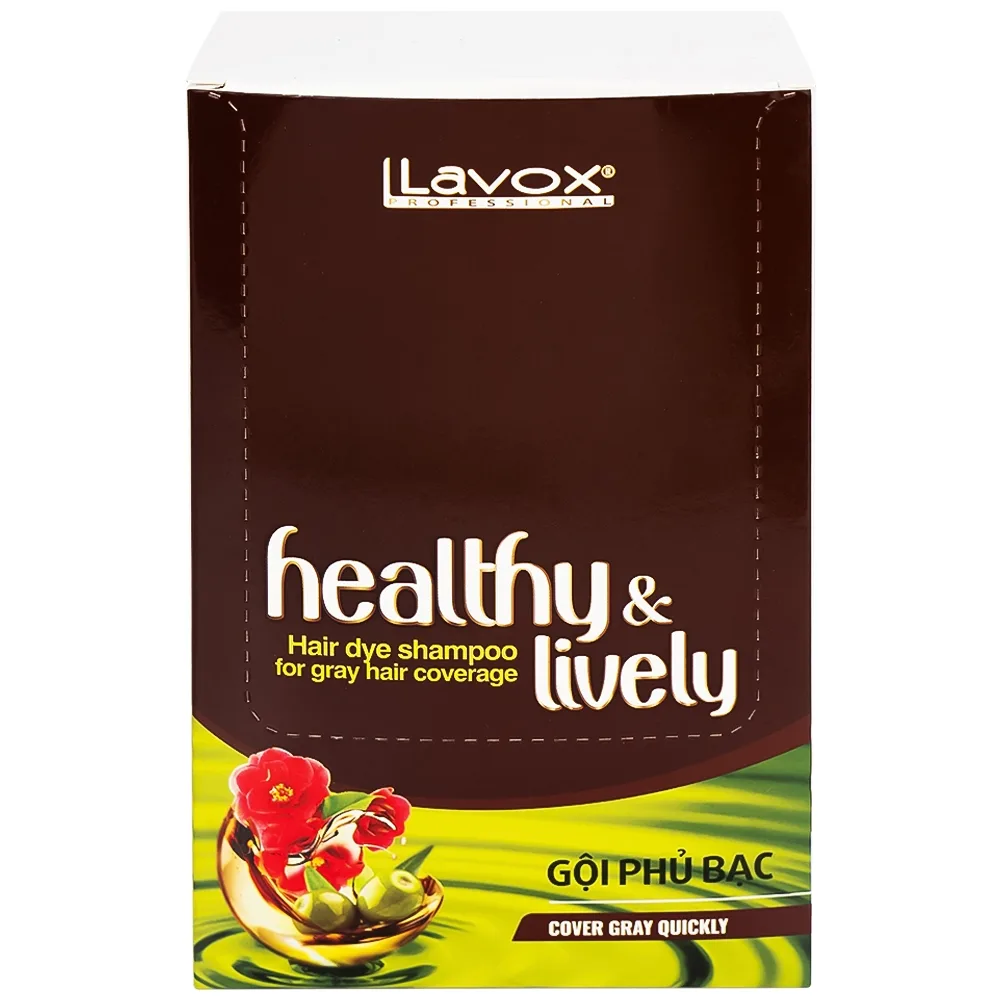 Hình ảnh Gội phủ bạc Healthy and lively H4 Lavox màu nâu cà phê (10 gói x 30ml)