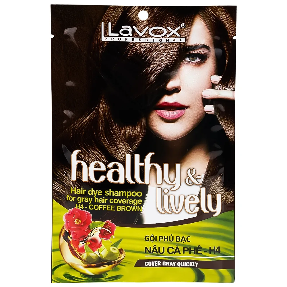 Hình ảnh Gội phủ bạc Healthy and lively H4 Lavox màu nâu cà phê (10 gói x 30ml)