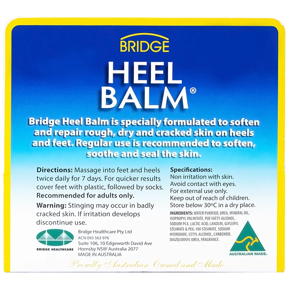 Hình ảnh Kem Heel Balm Bridge Healthcare làm mềm, phục hồi da thô ráp, khô, nứt nẻ ở gót chân và bàn chân (75g)