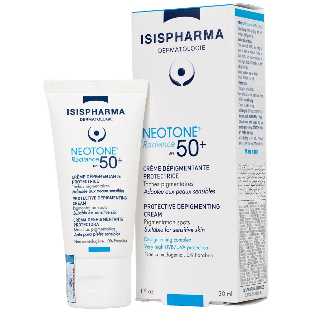 Hình ảnh Kem chống nắng Isis Pharma Neotone Radiance SPF 50+ dưỡng trắng, mờ nám, phục hồi da (30ml)