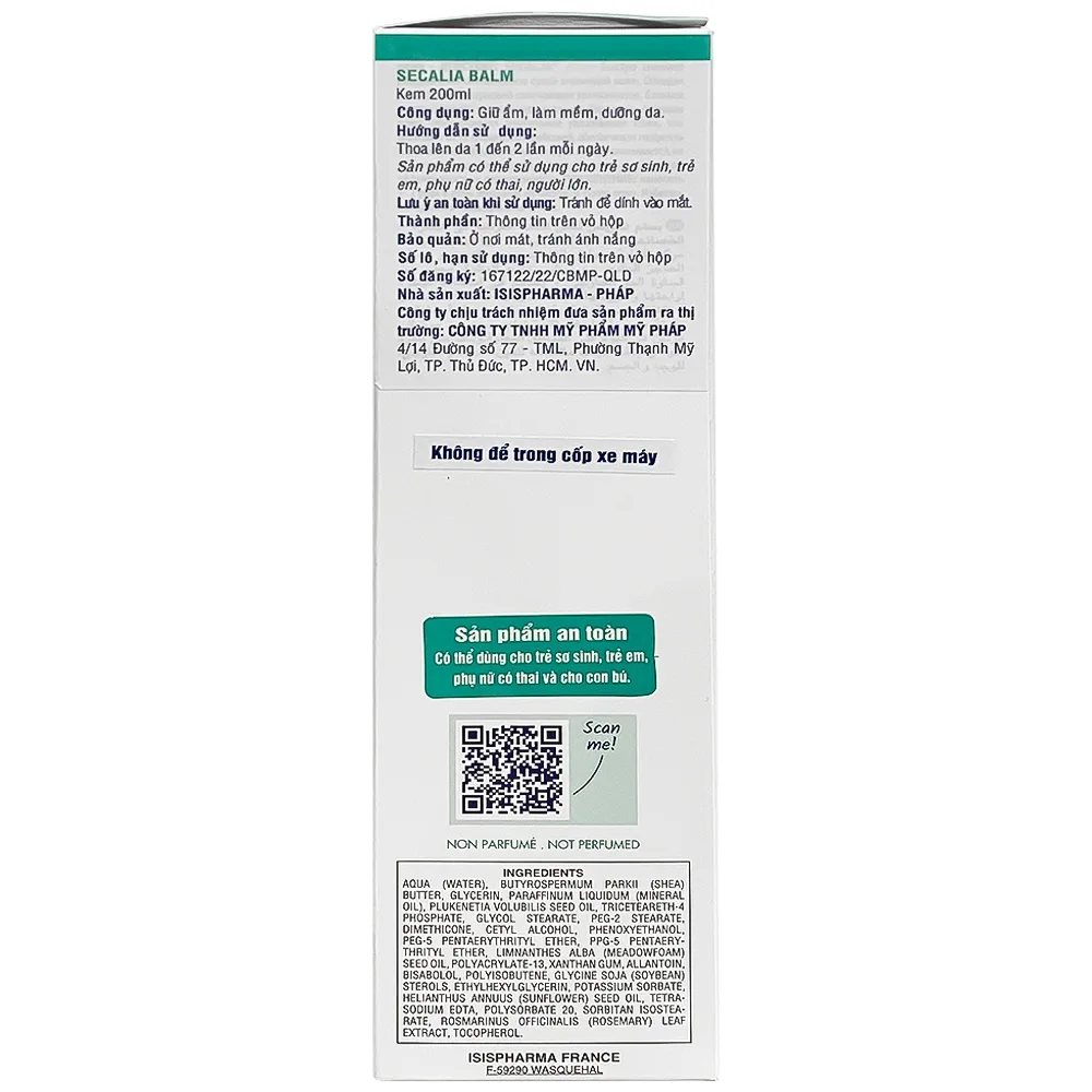 Hình ảnh Kem Secalia Balm IsisPharma giúp dưỡng da, tăng cường độ ẩm, chống khô da (200ml)