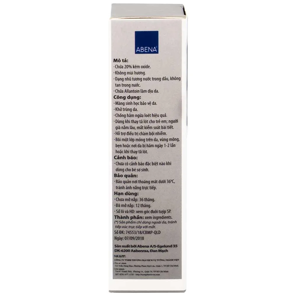 Hình ảnh Kem bôi Abena Zinc Ointment giảm viêm da, xoa dịu vết cắn nhanh chóng (15ml)