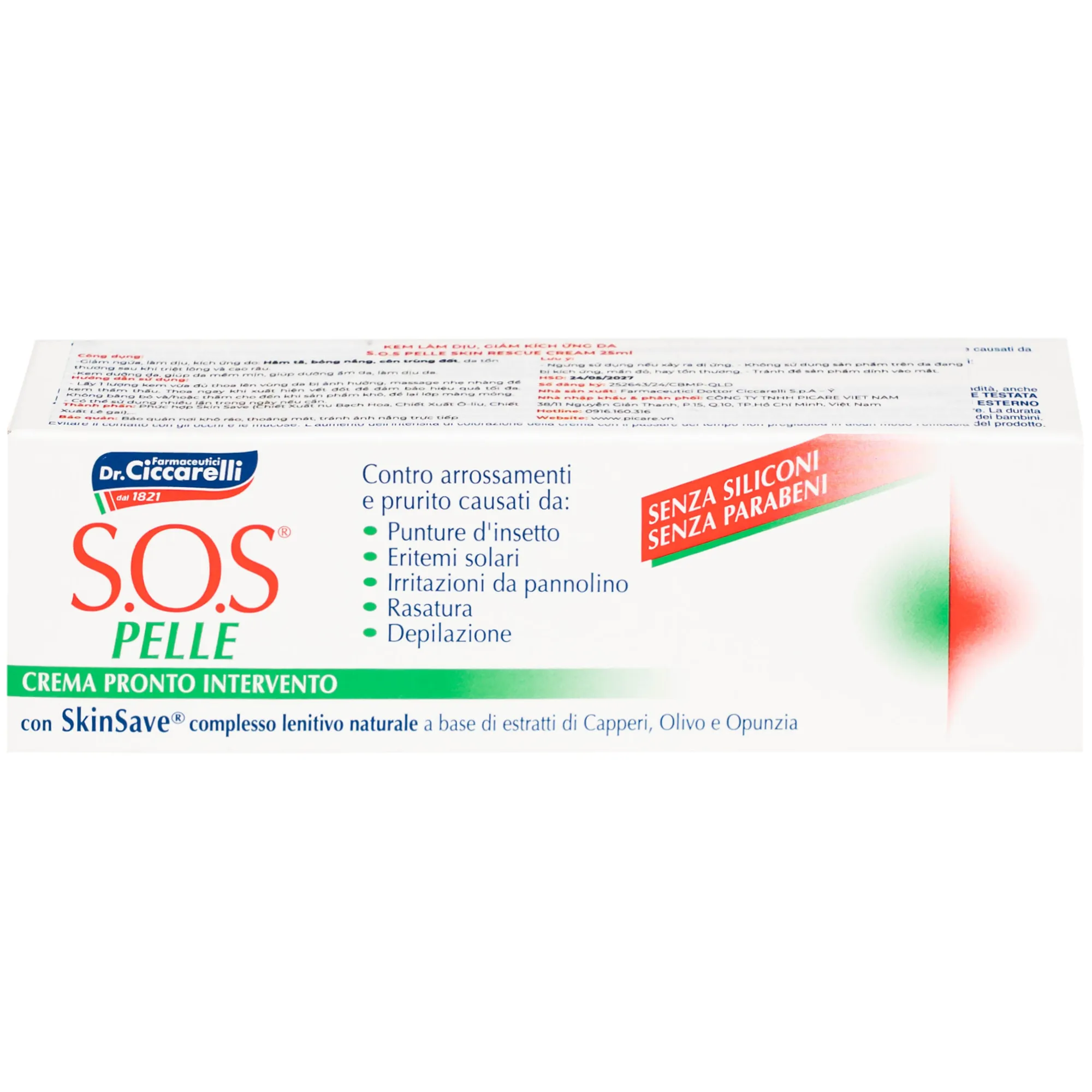 Hình ảnh Kem bôi dịu da, giảm kích ứng Dr.Ciccarelli S.O.S Pelle Skin Rescue Cream hộp 25ml