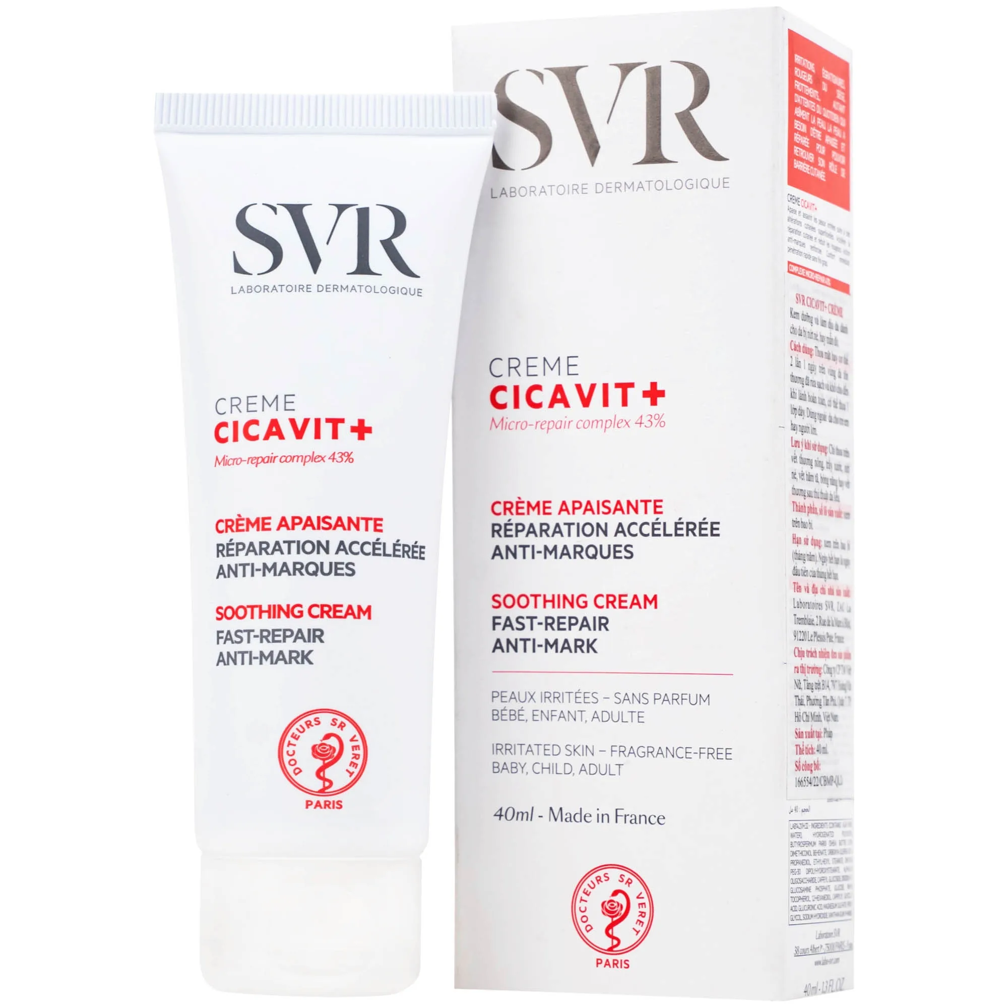 Hình ảnh Kem bôi SVR Cicavit+ Creme dưỡng ẩm và làm dịu cho các trường hợp khô da, mẩn đỏ (40ml)