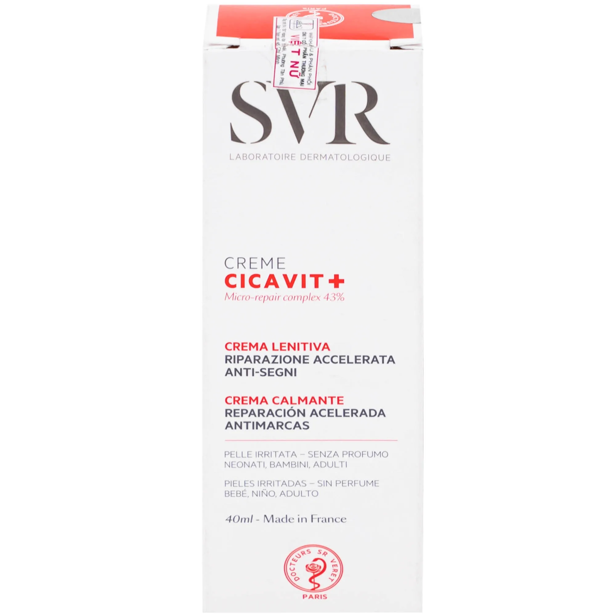 Hình ảnh Kem bôi SVR Cicavit+ Creme dưỡng ẩm và làm dịu cho các trường hợp khô da, mẩn đỏ (40ml)