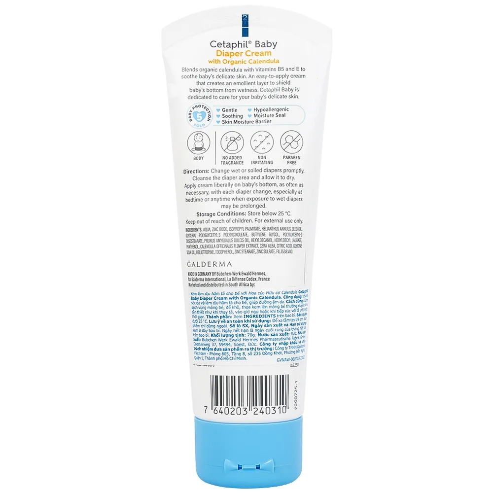 Hình ảnh Kem chống hăm tã Calendula Diaper Cream Cetaphil giúp chăm sóc da và làm dịu hăm tã cho bé (70g)