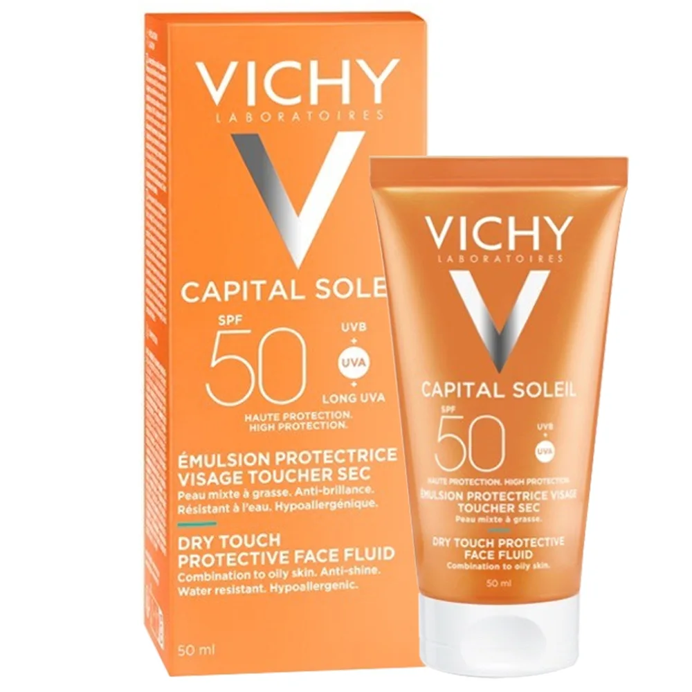Hình ảnh Kem chống nắng Vichy Capital Soleil Dry Touch Face Fluid SPF50 UVA+UVB mờ đốm nâu, chống lão hóa (50ml)