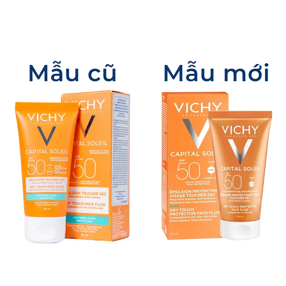 Hình ảnh Kem chống nắng Vichy Capital Soleil Dry Touch Face Fluid SPF50 UVA+UVB mờ đốm nâu, chống lão hóa (50ml)