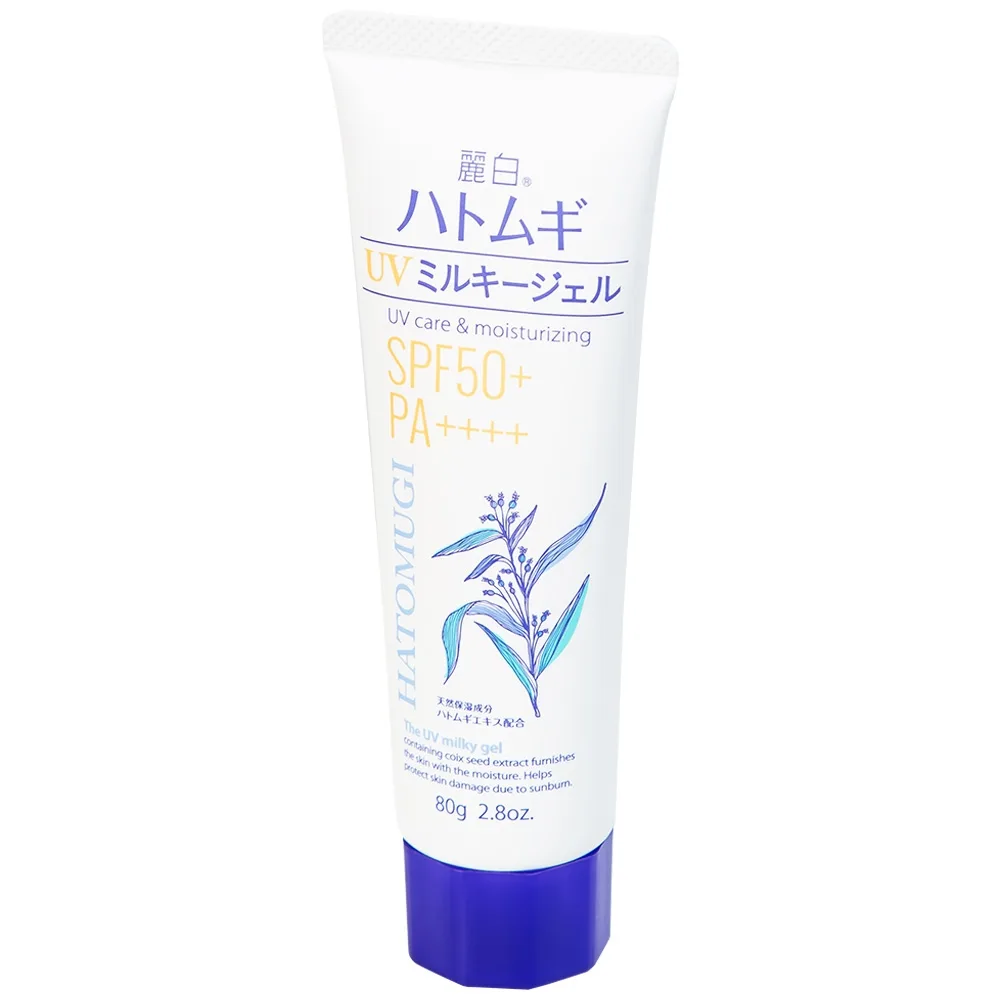 Hình ảnh Kem chống nắng, dưỡng ẩm và làm sáng da Reihaku Hatomugi UV Milky Gel SPF50+ PA++++ (80g)