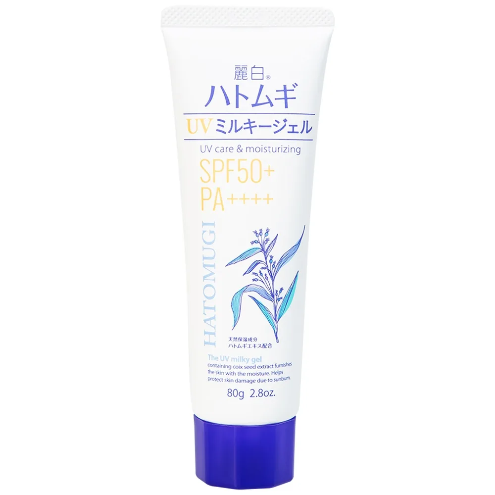 Hình ảnh Kem chống nắng, dưỡng ẩm và làm sáng da Reihaku Hatomugi UV Milky Gel SPF50+ PA++++ (80g)