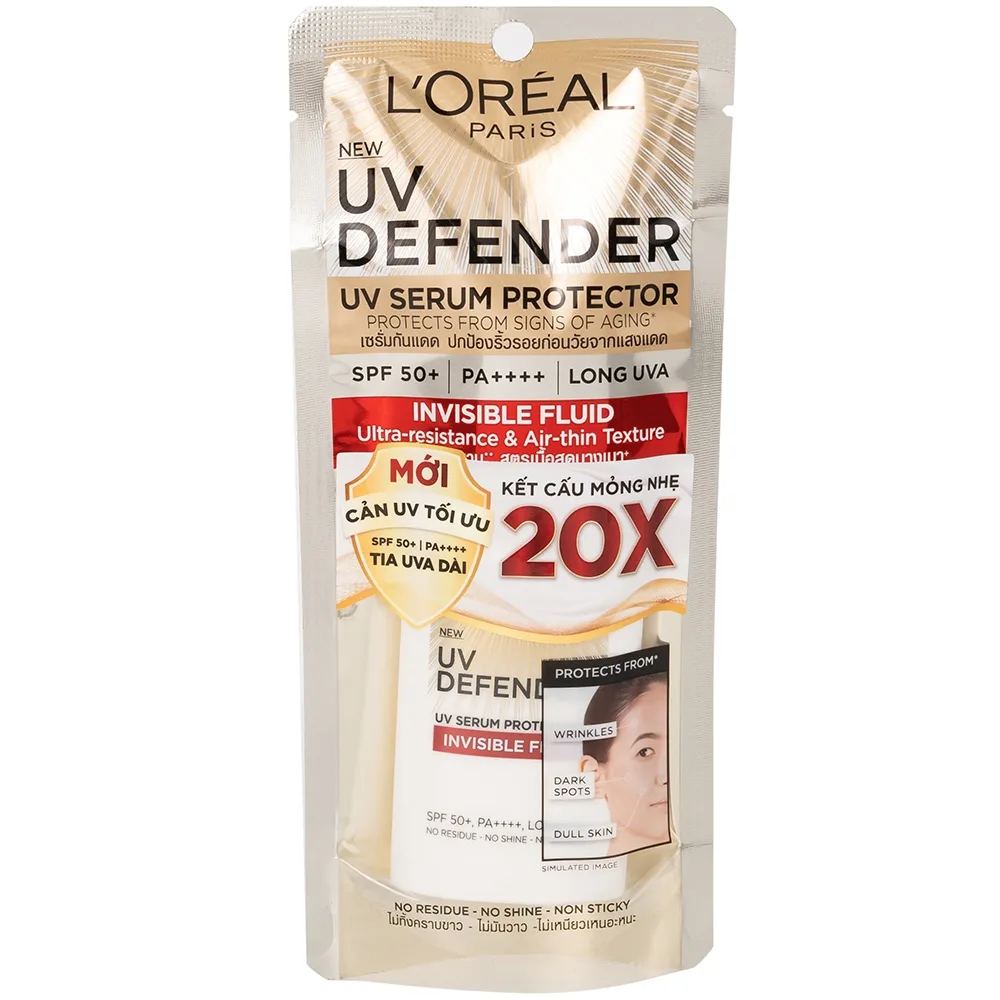 Hình ảnh Kem chống nắng Defender UV Serum Invisible Fluid L’Oréal SPF50+ và PA++++ giúp ngăn ngừa lão hóa, đốm nâu (50ml)