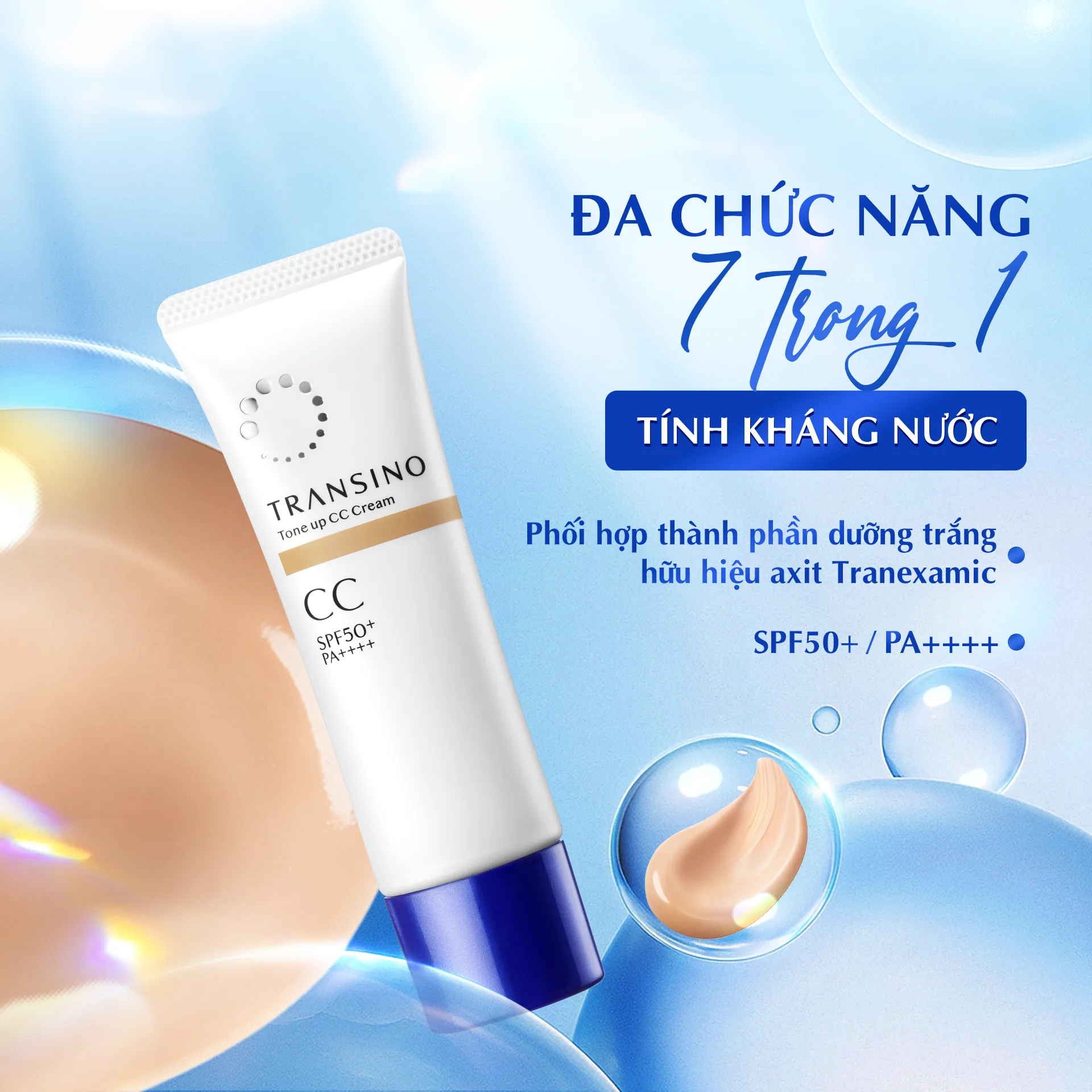Hình ảnh Kem chống nắng nâng tông trắng sáng Transino tone up cc cream SPF 50+ PA++++ hộp 30g