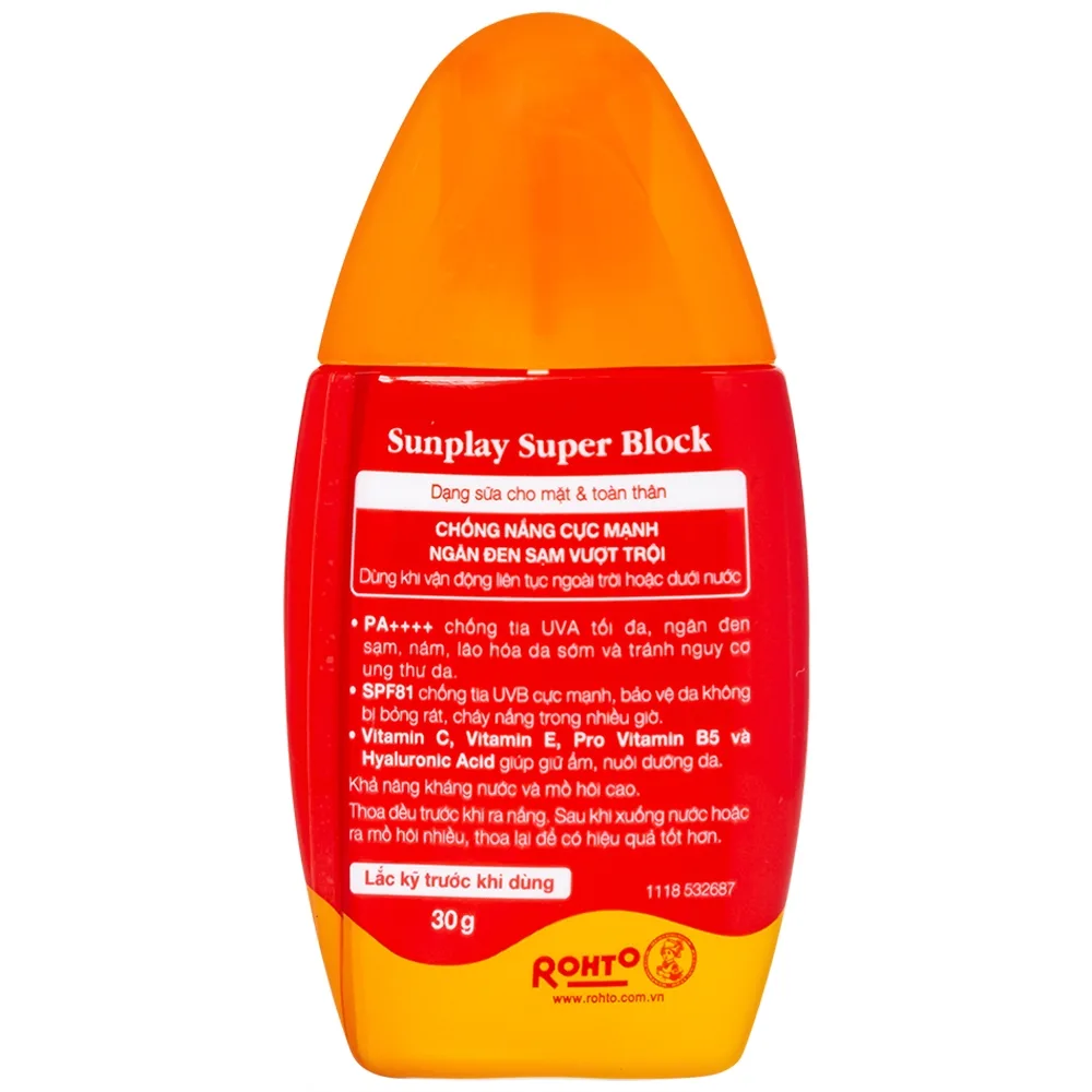 Hình ảnh Sữa chống nắng cho mặt và toàn thân Sunplay Super Block SPF 81 PA++++ không gây khô da (30g)