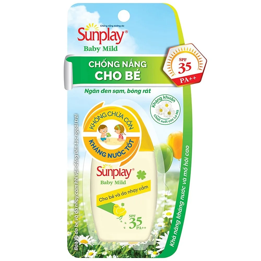 Hình ảnh Sữa chống nắng cho bé Sunplay Baby Mild SPF35 PA++ Rohto ngăn đen sạm, bỏng rát cho da nhạy cảm (30g)