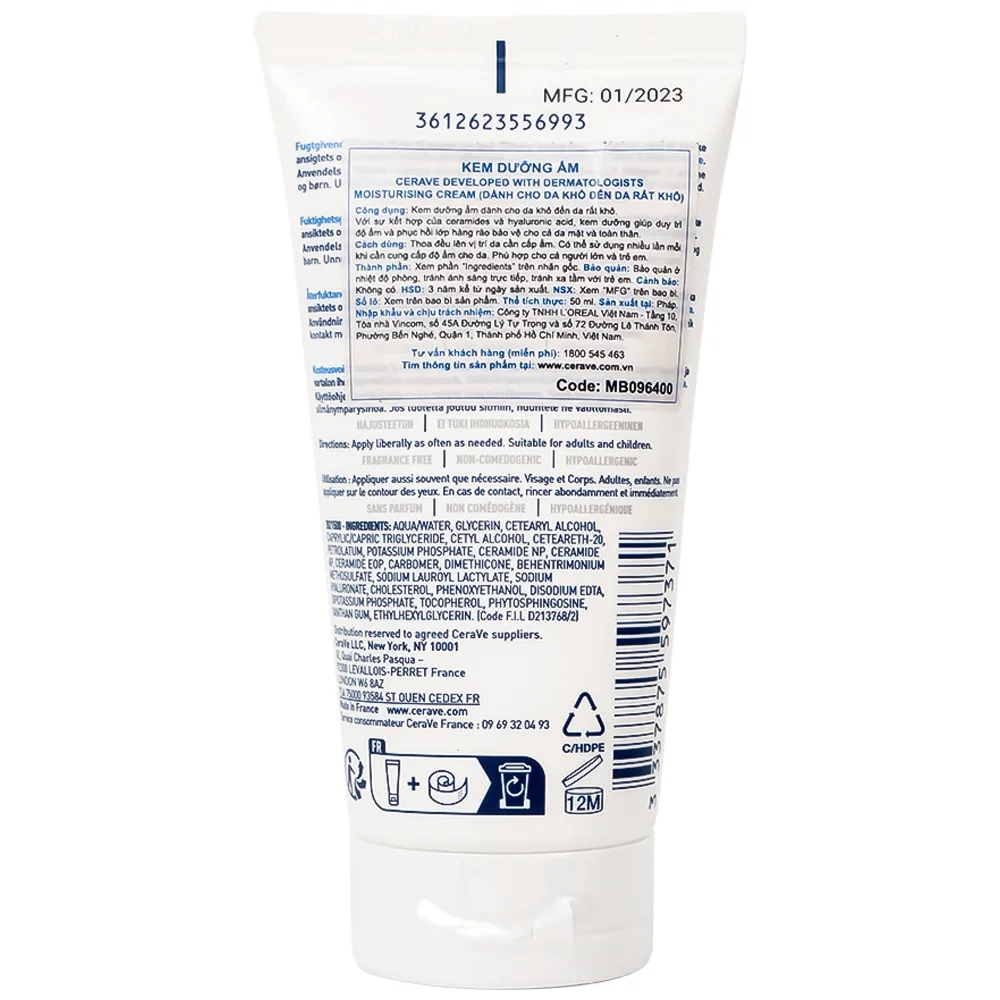 Hình ảnh Kem dưỡng ẩm CeraVe Developed With Dermatologists Moisturising Cream dành cho da khô (50ml)