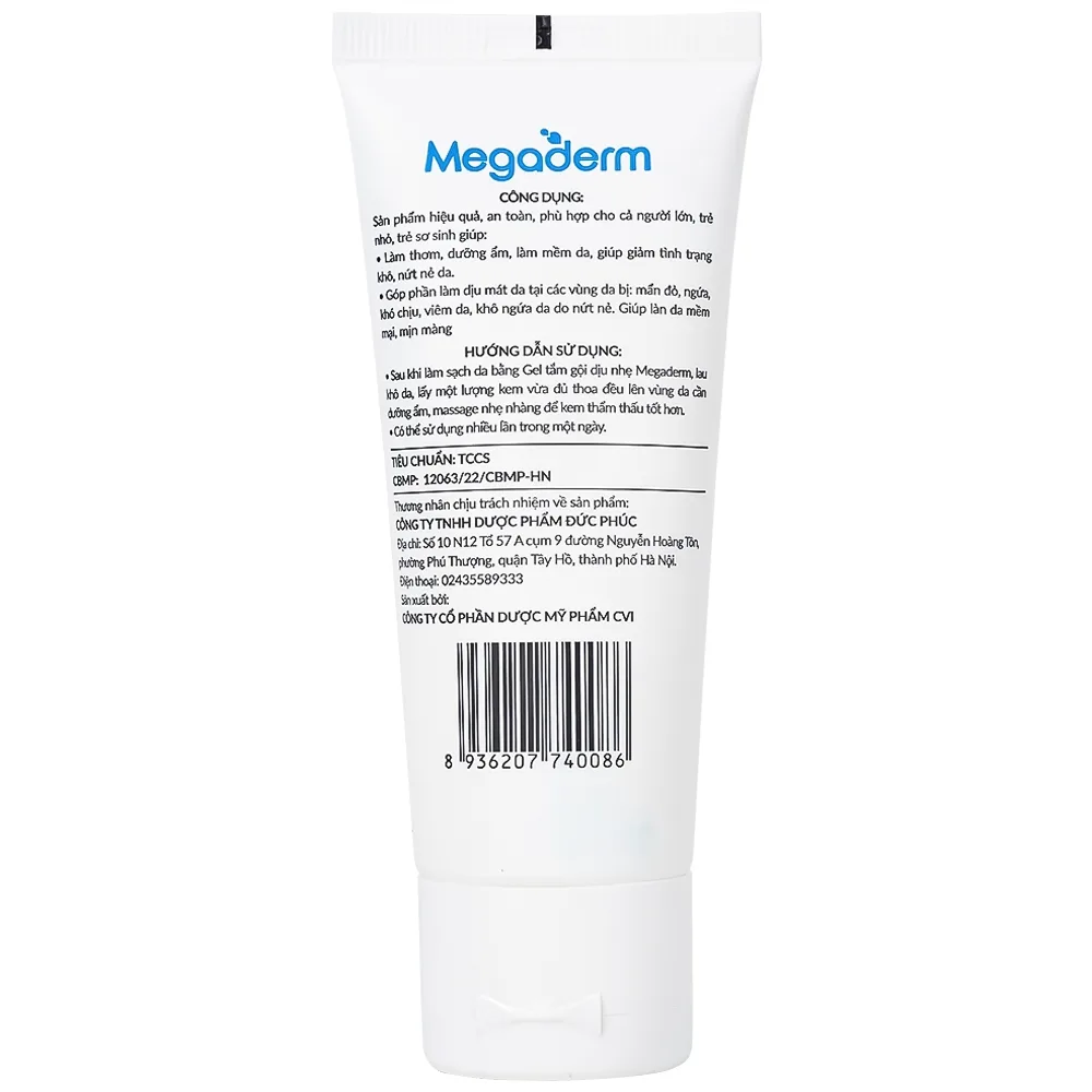 Hình ảnh Kem dưỡng ẩm Megaderm 50g CVI Pharma dưỡng ẩm, làm mềm da, giúp giảm tình trạng khô, nứt nẻ da (1 hộp x 1 chai)