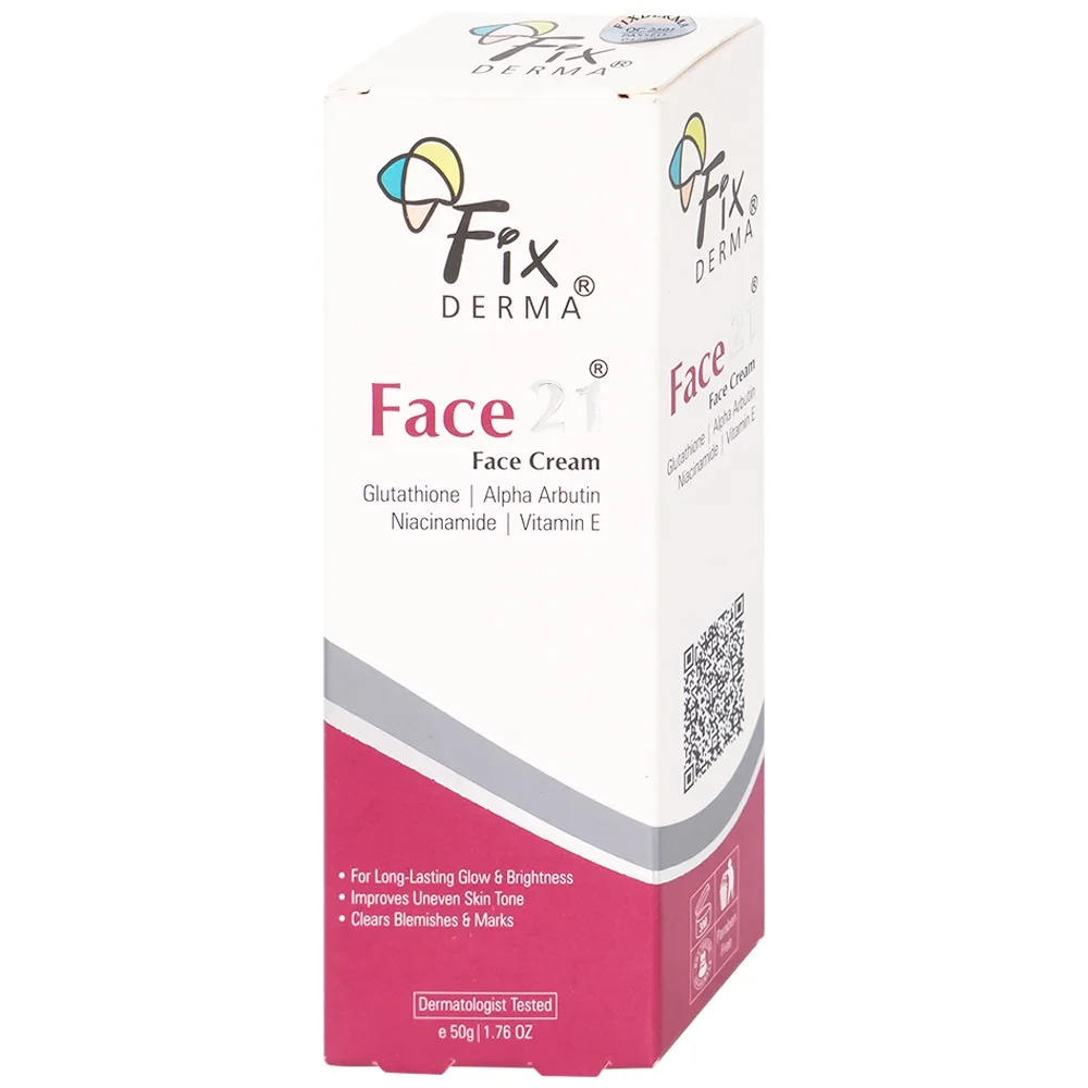 Hình ảnh Kem dưỡng ẩm sáng da Fixderma Face21 Face Cream giúp da trắng sáng, mịn màng (50g)