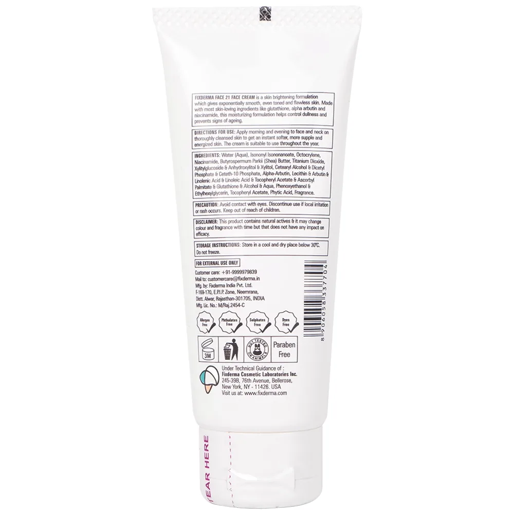 Hình ảnh Kem dưỡng ẩm sáng da Fixderma Face21 Face Cream giúp da trắng sáng, mịn màng (50g)