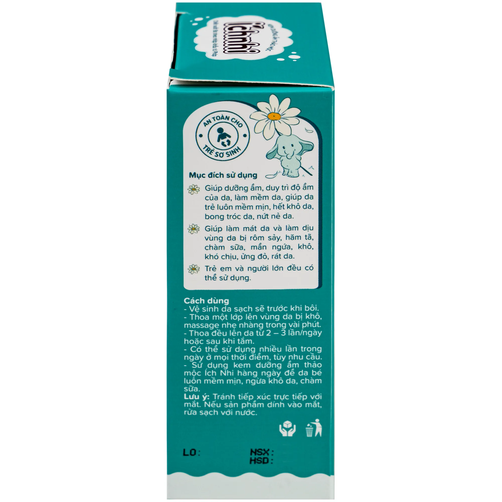 Hình ảnh Kem dưỡng ẩm thảo mộc Ích Nhi giúp dưỡng ẩm, làm mềm mịn da (30g)