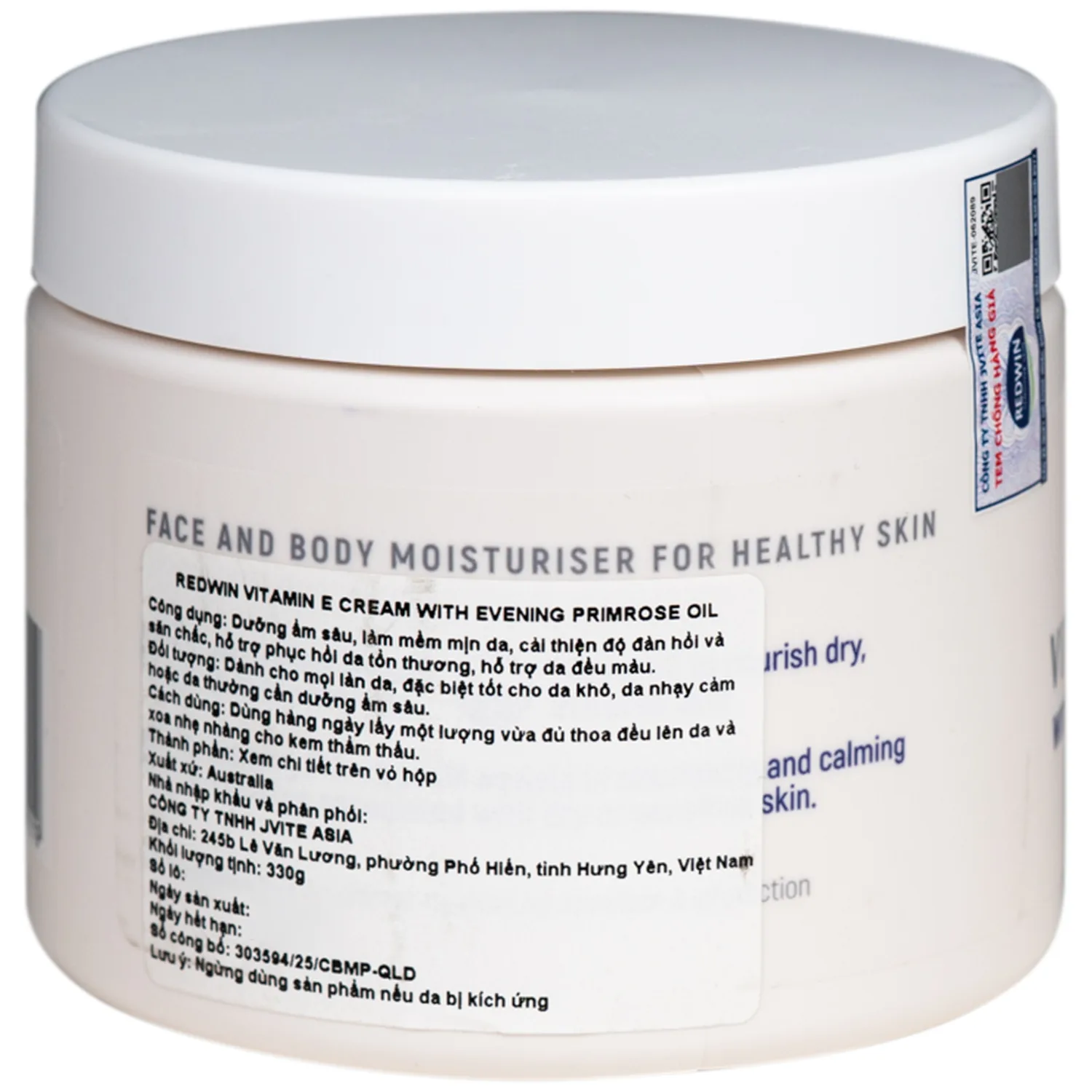 Hình ảnh Kem dưỡng ẩm Vitamin E phục hồi da khô nứt nẻ Redwin hủ (330g)