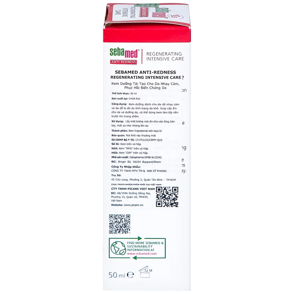 Hình ảnh Kem dưỡng tái tạo Sebamed Anti-Redness Regenerating Intensive Care cho da nhạy cảm, da dễ bị đỏ (50ml)