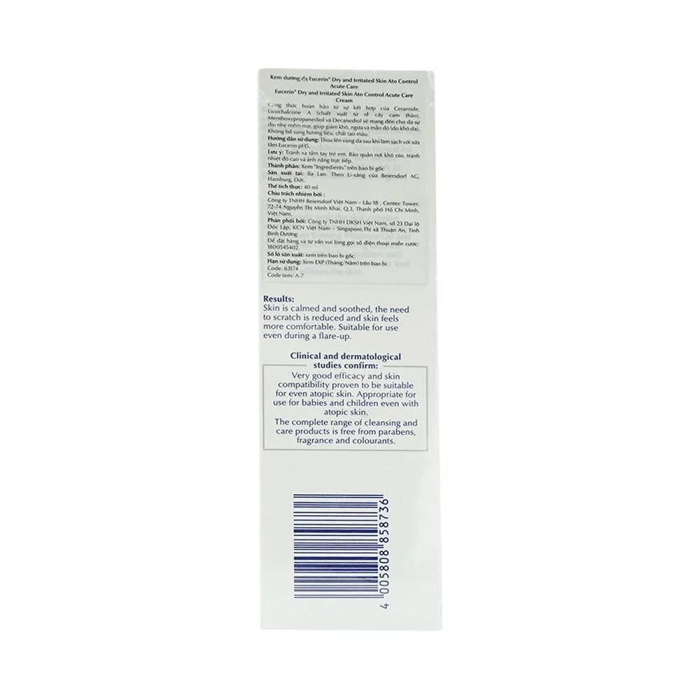 Hình ảnh Kem dưỡng da mặt Eucerin AtoControl Acute Care Cream giảm khô, ngứa và mẩn đỏ (40ml)
