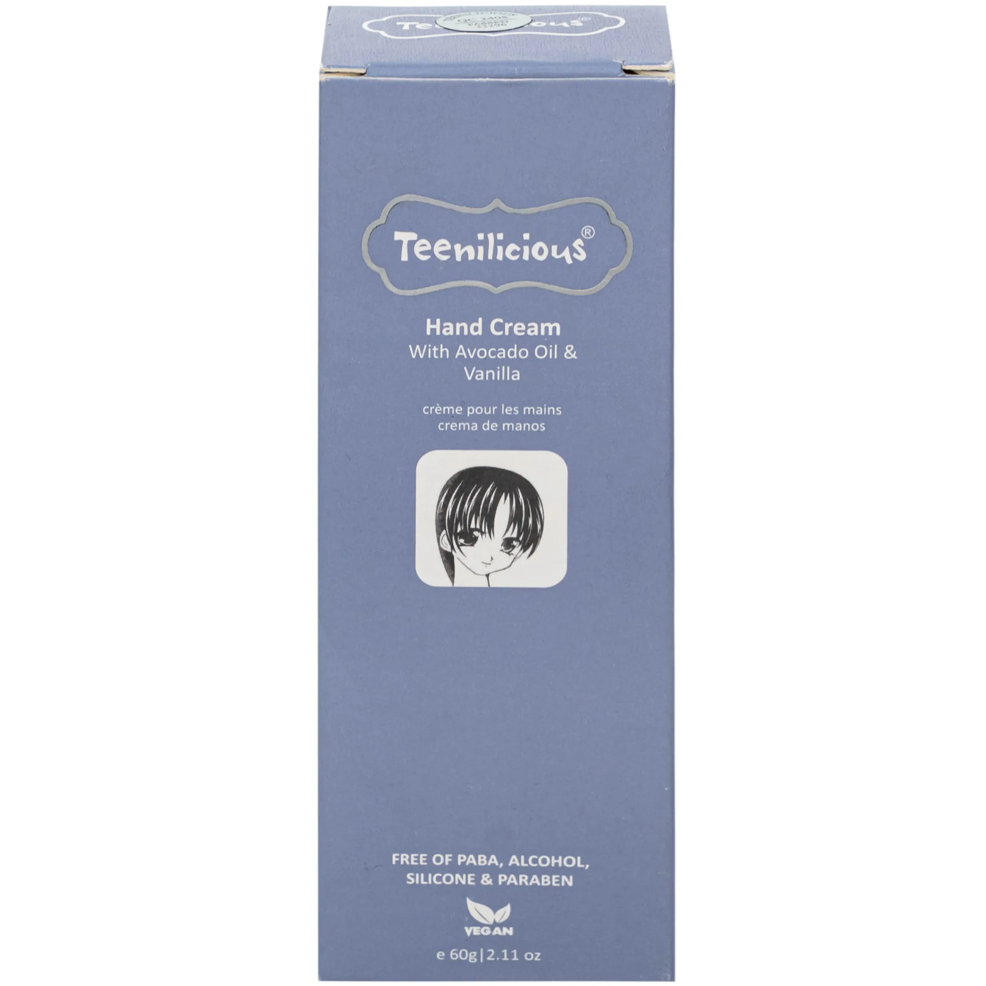 Hình ảnh Kem dưỡng da tay hương bơ và hạt vani Teenilicious hộp 60g