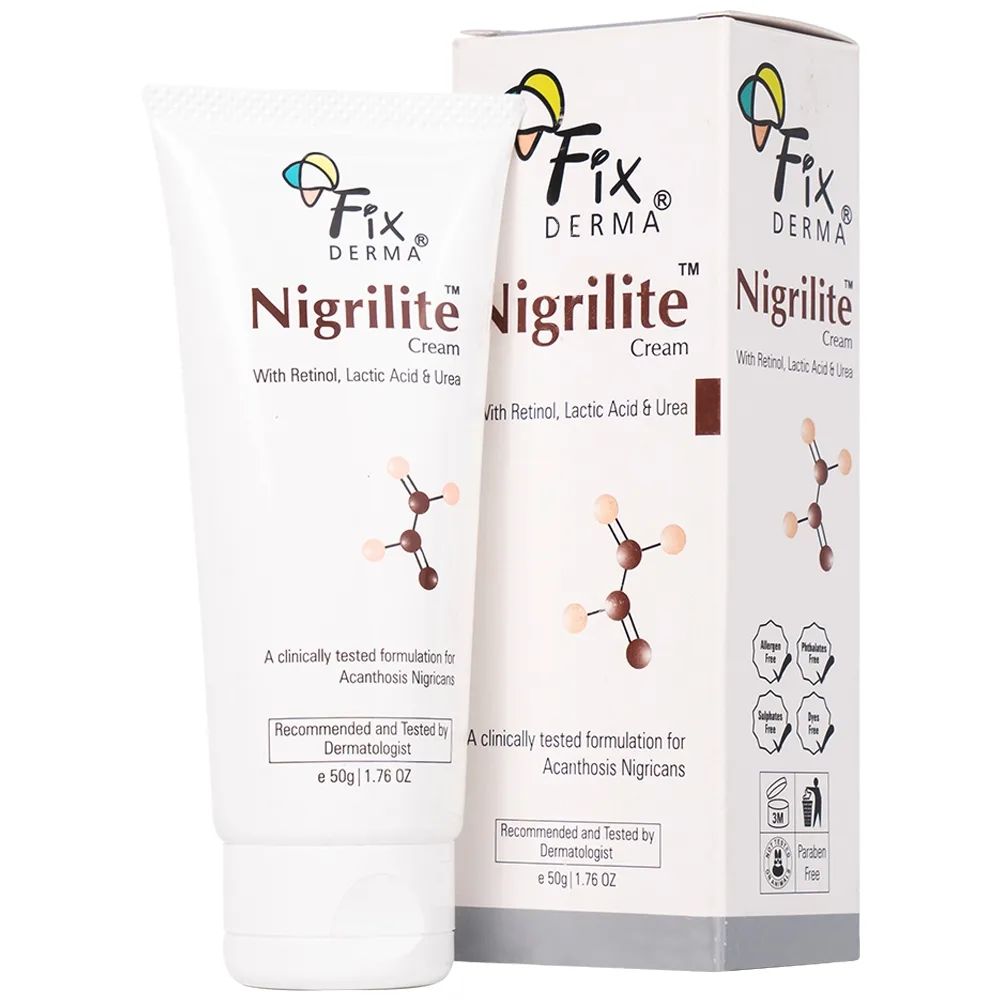 Hình ảnh Kem dưỡng Fixderma Nigrilite Cream làm sạch tế bào da chết, mờ thâm, sáng da sẫm màu (50g)