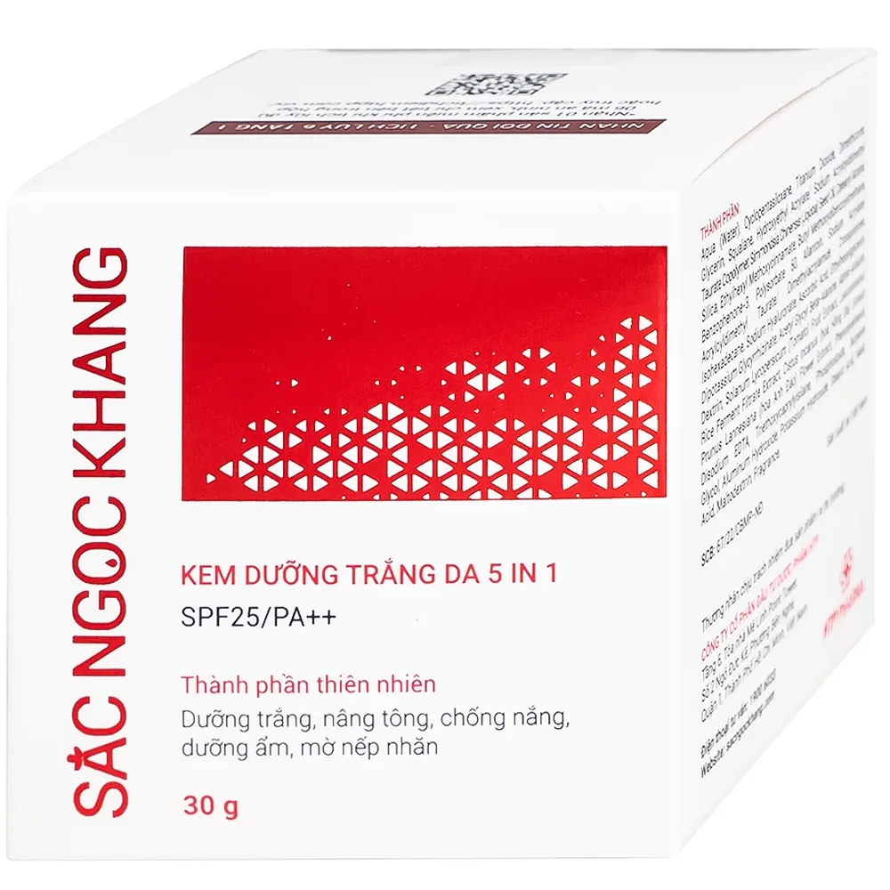 Hình ảnh Kem dưỡng trắng da 5 in 1 SPF25/PA++ Sắc Ngọc Khang HTP 30g giúp nâng tông, hiệu chỉnh màu da