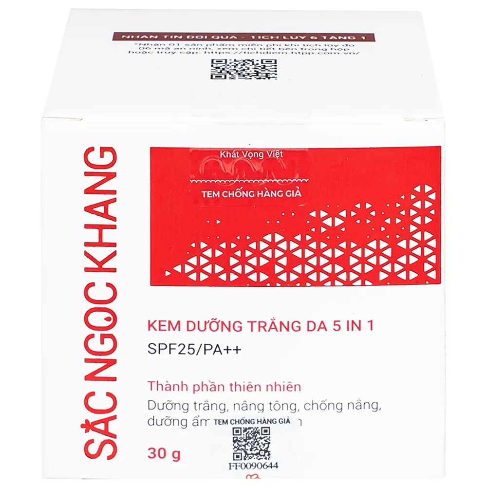 Hình ảnh Kem dưỡng trắng da 5 in 1 SPF25/PA++ Sắc Ngọc Khang HTP 30g giúp nâng tông, hiệu chỉnh màu da