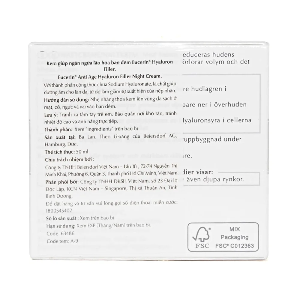 Hình ảnh Kem ngăn ngừa lão hóa ban đêm Eucerin Hyaluron-Filler Night Cream (50ml)