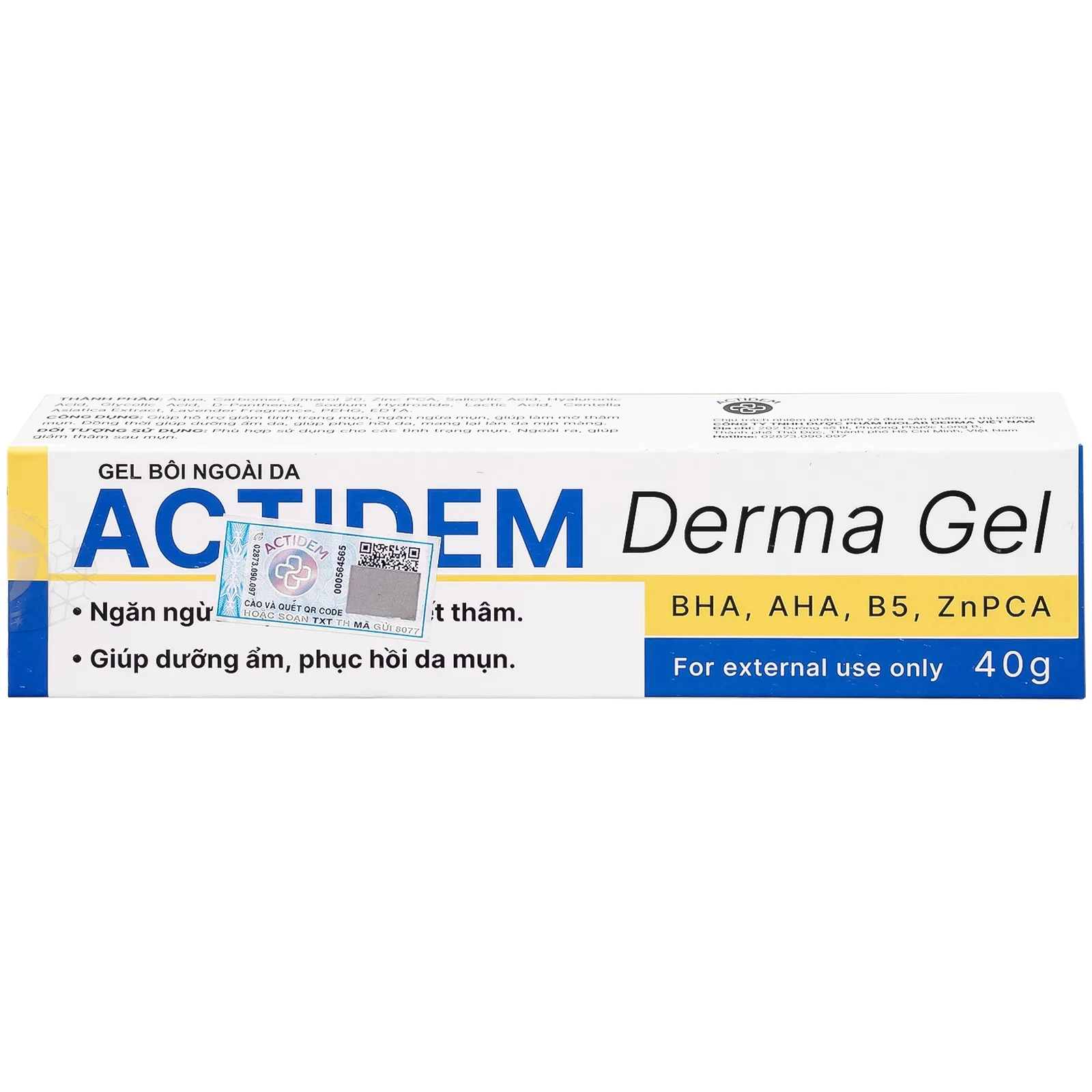 Hình ảnh Gel Actidem Derma giúp ngăn ngừa mụn, làm mờ vết thâm (40g)