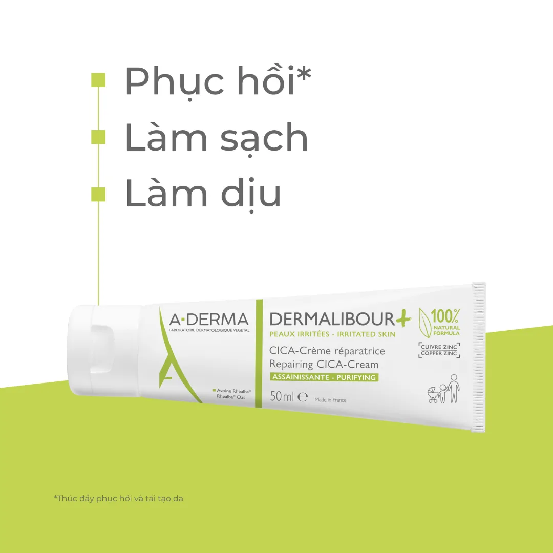 Hình ảnh Kem A-Derma​​​​​​​ Dermalibour​​​​​​​​​​​​​​+ Repairing Cream làm dịu da dùng hằng ngày cho da kích ứng (50ml)