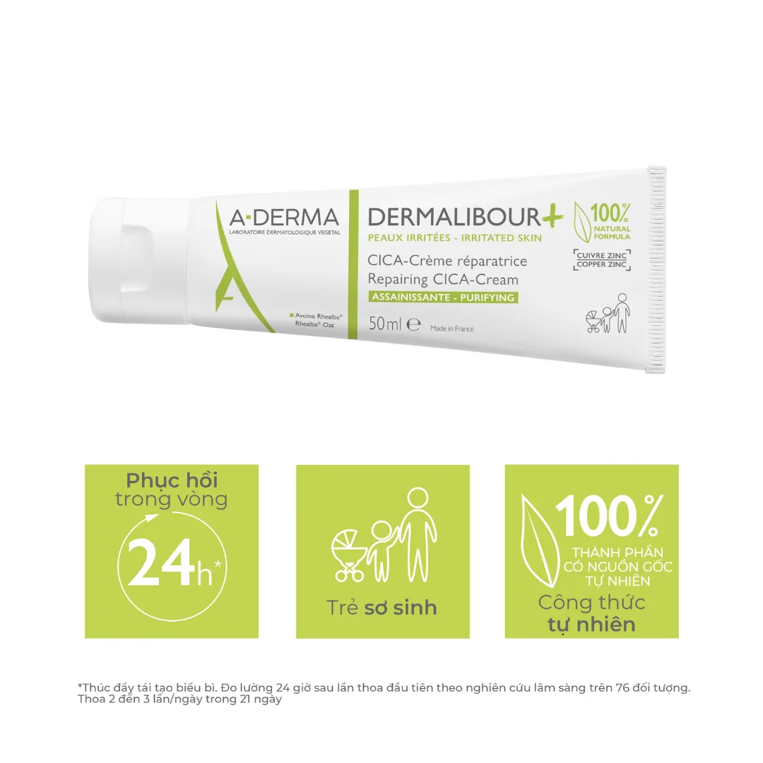 Hình ảnh Kem A-Derma​​​​​​​ Dermalibour​​​​​​​​​​​​​​+ Repairing Cream làm dịu da dùng hằng ngày cho da kích ứng (50ml)