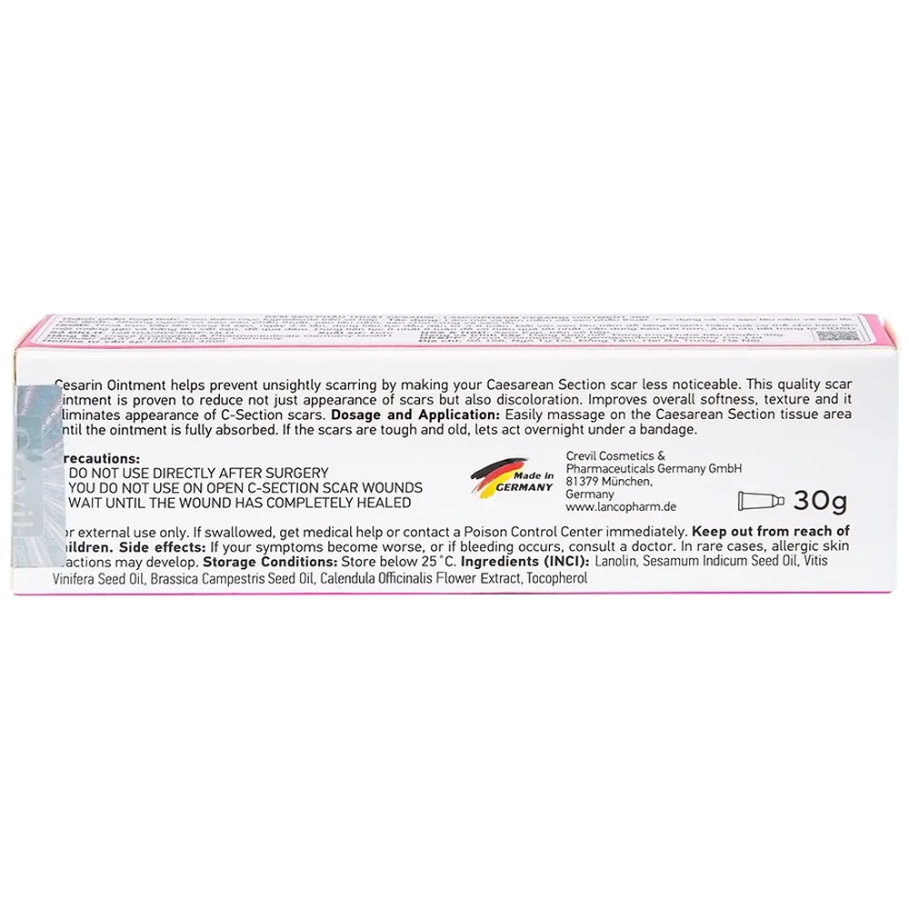 Hình ảnh Kem Cesarin Ointment Lacopharm hỗ trợ làm mờ và làm mềm vết sẹo phẫu thuật (30g)
