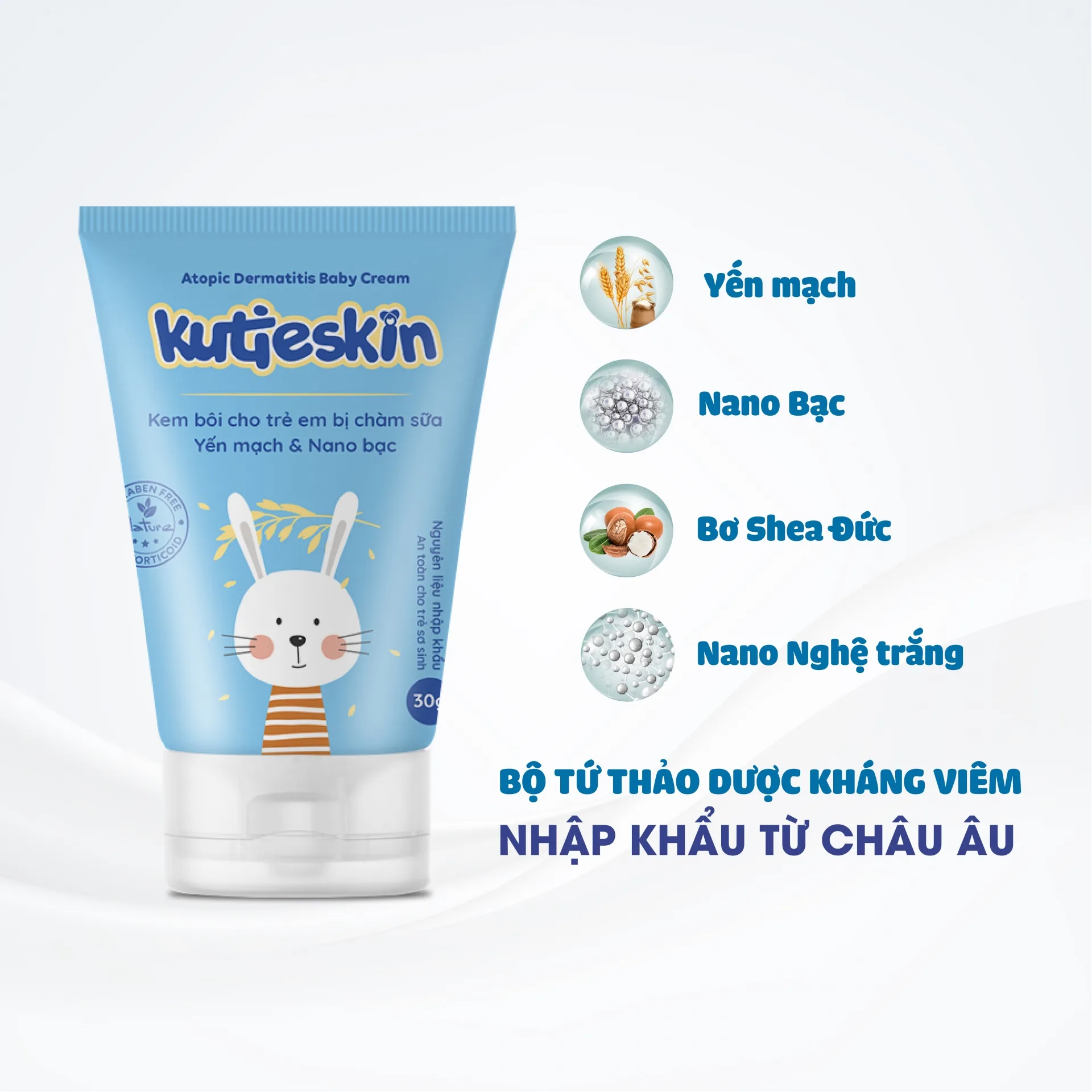 Hình ảnh Kem bôi cho trẻ em bị chàm sữa Kutieskin giảm ngứa, kháng viêm, cải thiện bong tróc da (30g)