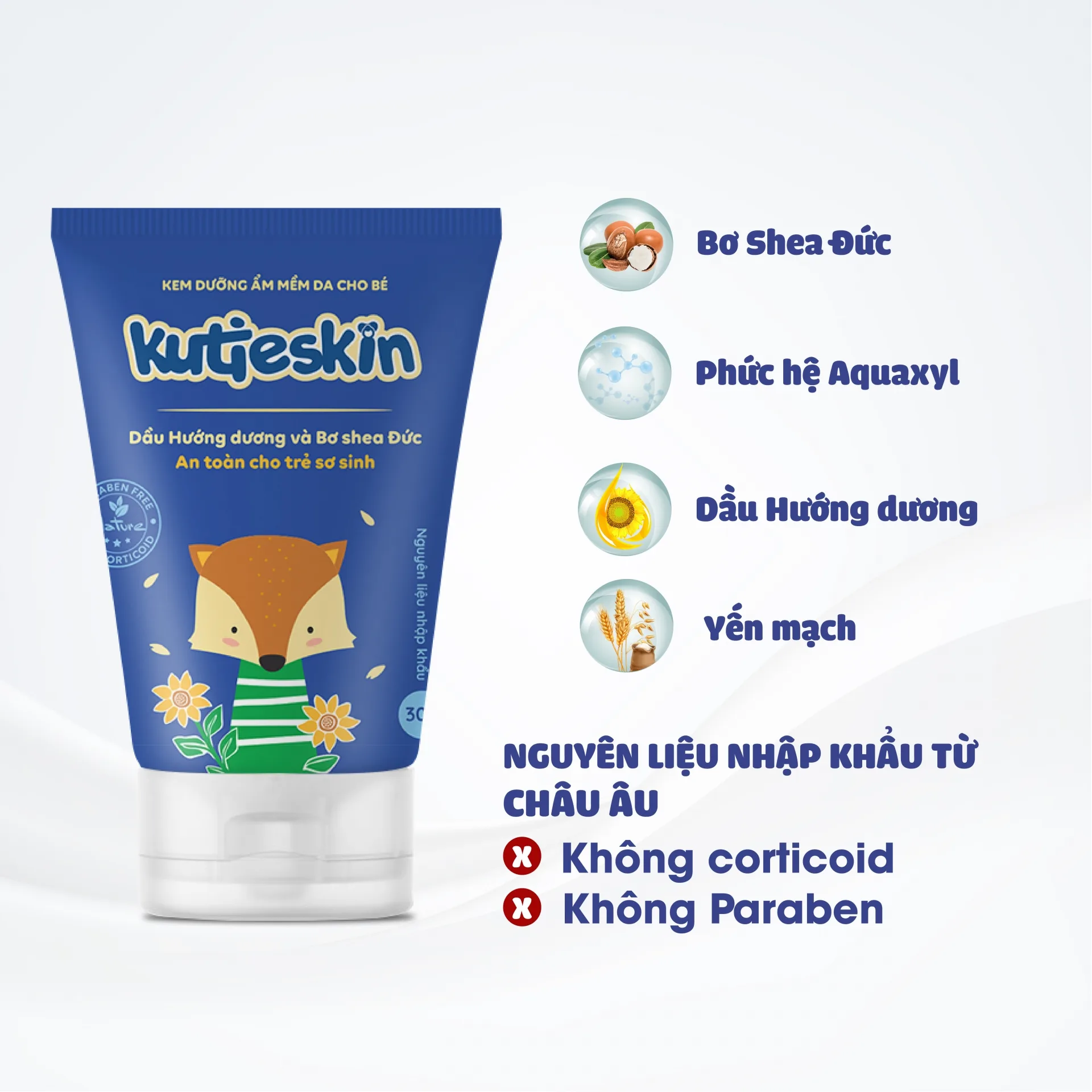 Hình ảnh Kem dưỡng ẩm mềm da cho bé Kutieskin giảm khô ngứa, nứt nẻ da (30g)