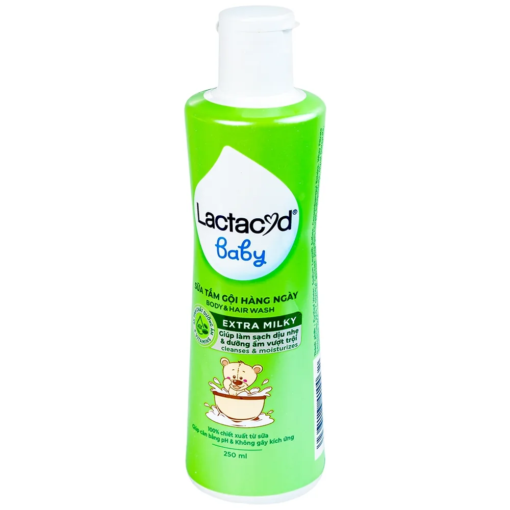 Hình ảnh Sữa tắm gội hàng ngày Body And Hair Wash Lactacyd Baby Extra Milky sạch dịu nhẹ, dưỡng ẩm vượt trội (250ml)