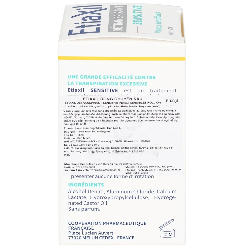 Hình ảnh Lăn khử mùi EtiaXil Detranspirant Aisselles Peaux Sensibles chống mùi đặc trị dành cho da nhạy cảm (15ml)