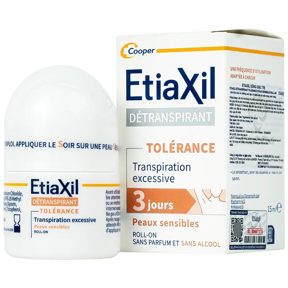 Hình ảnh Lăn khử mùi EtiaXil Détranspirant Tolérance Transpiration excessive 15ml đặc trị dành cho da siêu nhạy cảm