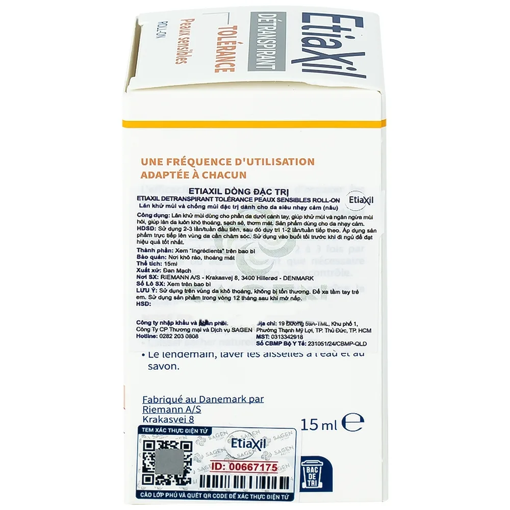 Hình ảnh Lăn khử mùi EtiaXil Détranspirant Tolérance Transpiration excessive 15ml đặc trị dành cho da siêu nhạy cảm