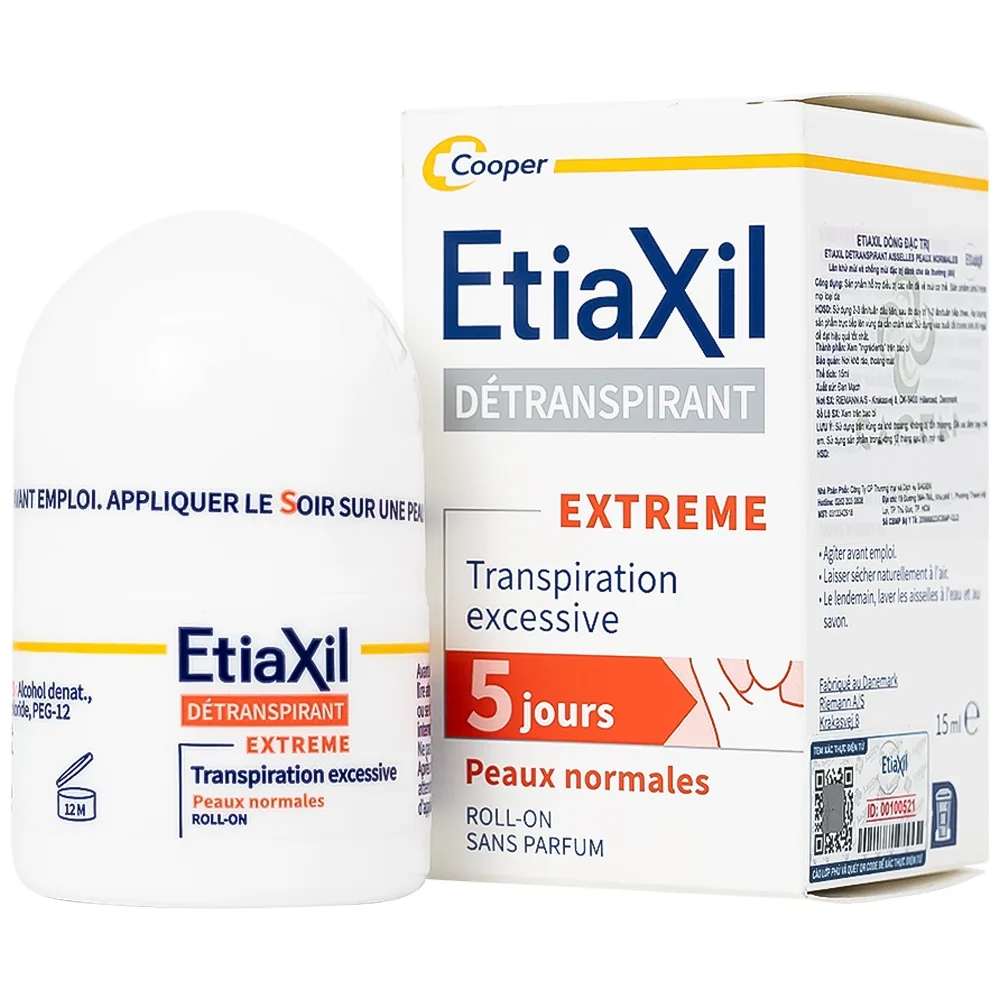 Hình ảnh Lăn khử mùi EtiaXil Detranspirant Aisselles Peaux Normales đặc trị khử mùi hôi cho vùng da dưới cánh tay (15ml)