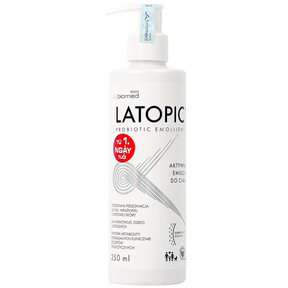 Hình ảnh Nhũ tương Probiotic Emollient Latopic làm dịu da, giảm ngứa, giảm khô (250ml)