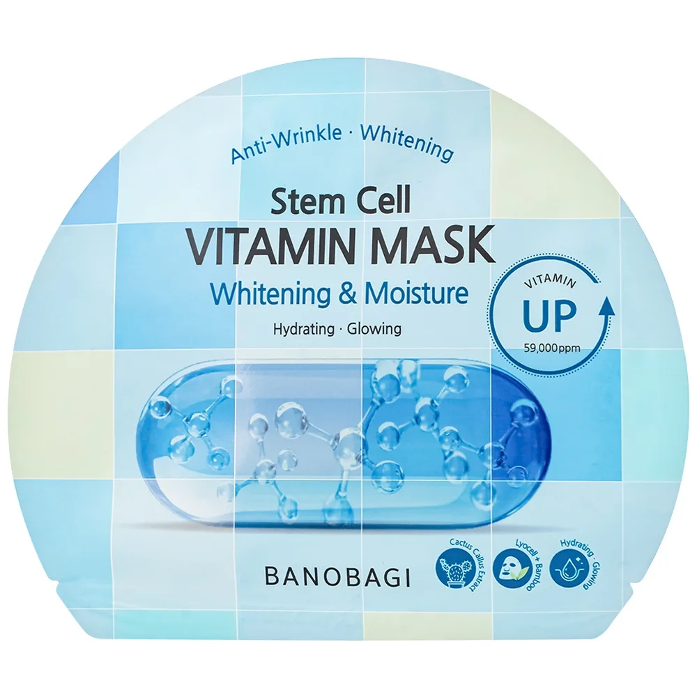Hình ảnh Mặt nạ Banobagi Stem Cell Vitamin Mask Whitening And Moisture hỗ trợ cấp ẩm và dưỡng sáng da (30g)