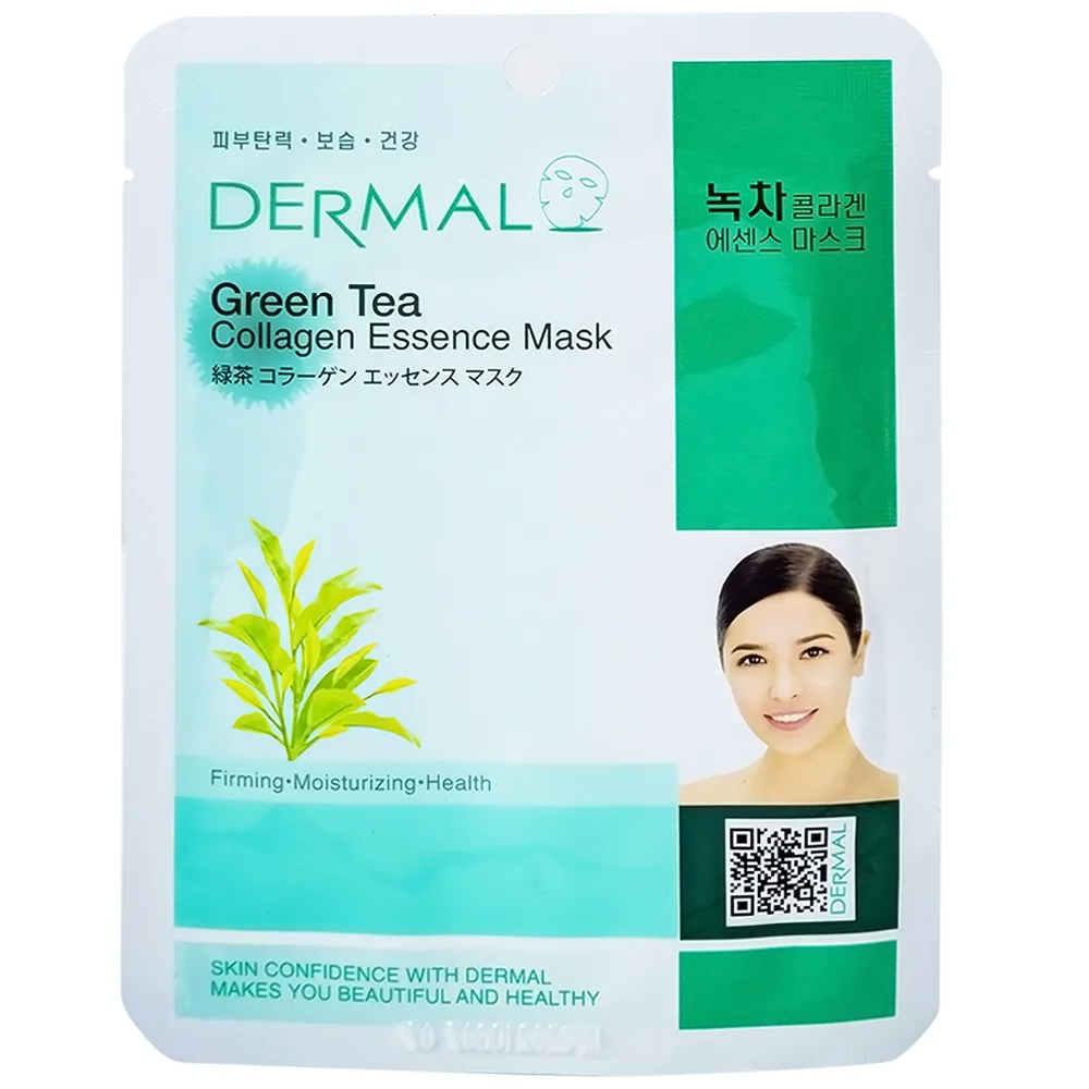 Hình ảnh Mặt nạ Dermal Green Tea Collagen Essence Mask dưỡng da dành cho mọi loại da (23g)