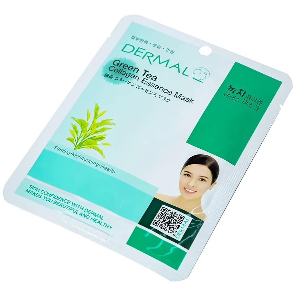 Hình ảnh Mặt nạ Dermal Green Tea Collagen Essence Mask dưỡng da dành cho mọi loại da (23g)