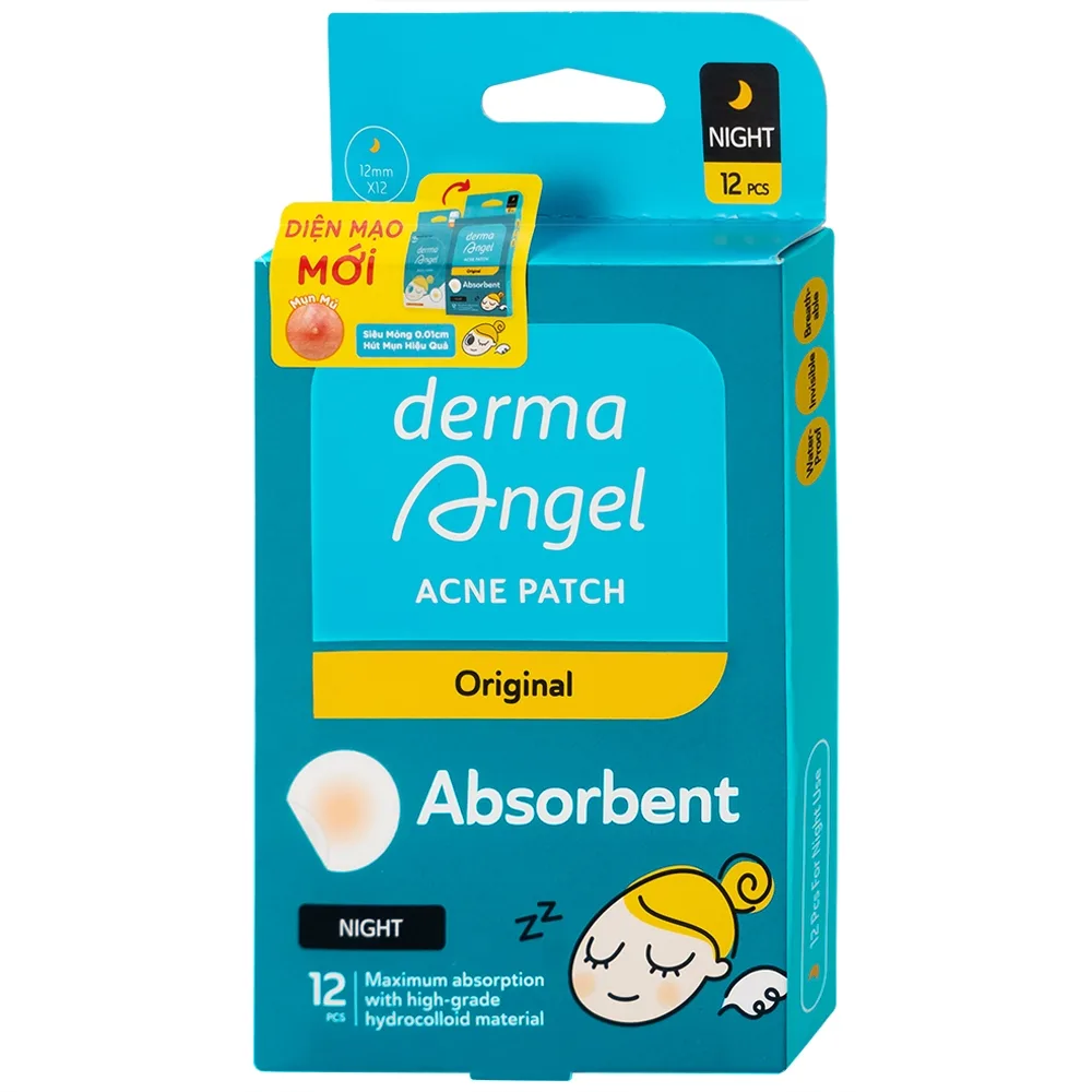 Hình ảnh Miếng dán mụn ban đêm DermaAngel hút mụn, làm lành vết thương sau mụn (12 miếng x 15g)