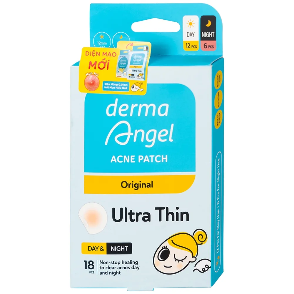 Hình ảnh Miếng dán mụn ngày và đêm DermaAngel hút mụn, làm lành vết thương sau mụn (18 miếng x 15g)