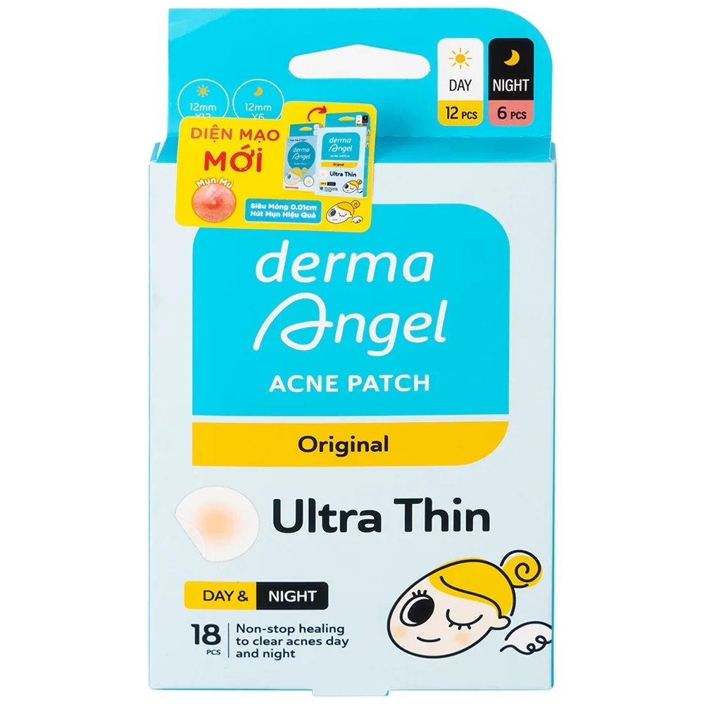 Hình ảnh Miếng dán mụn ngày và đêm DermaAngel hút mụn, làm lành vết thương sau mụn (18 miếng x 15g)